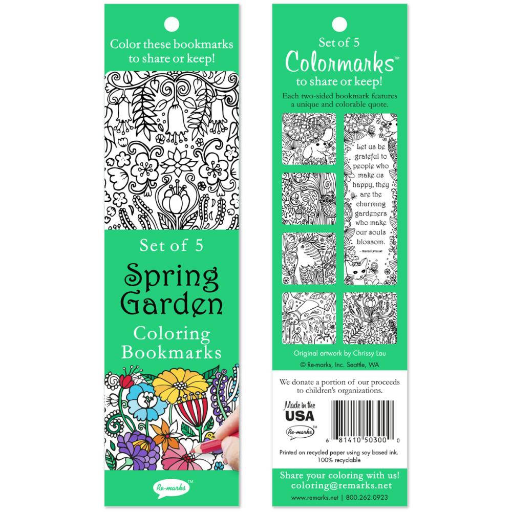 Spring Garden Coloring Bookmarks